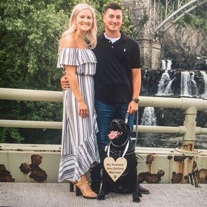 Off the shoulder black and white dress